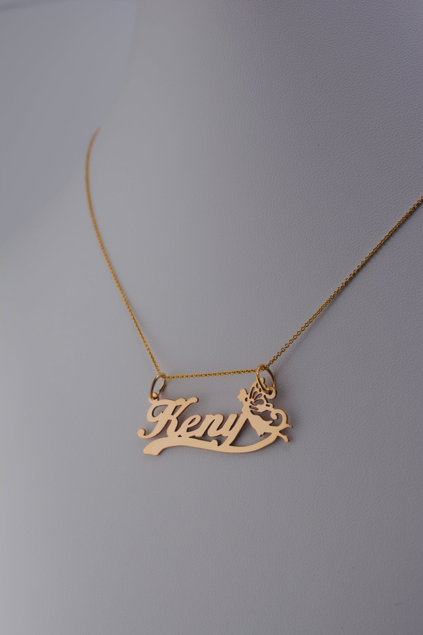 14K Gold Fairy Nameplate Pendant