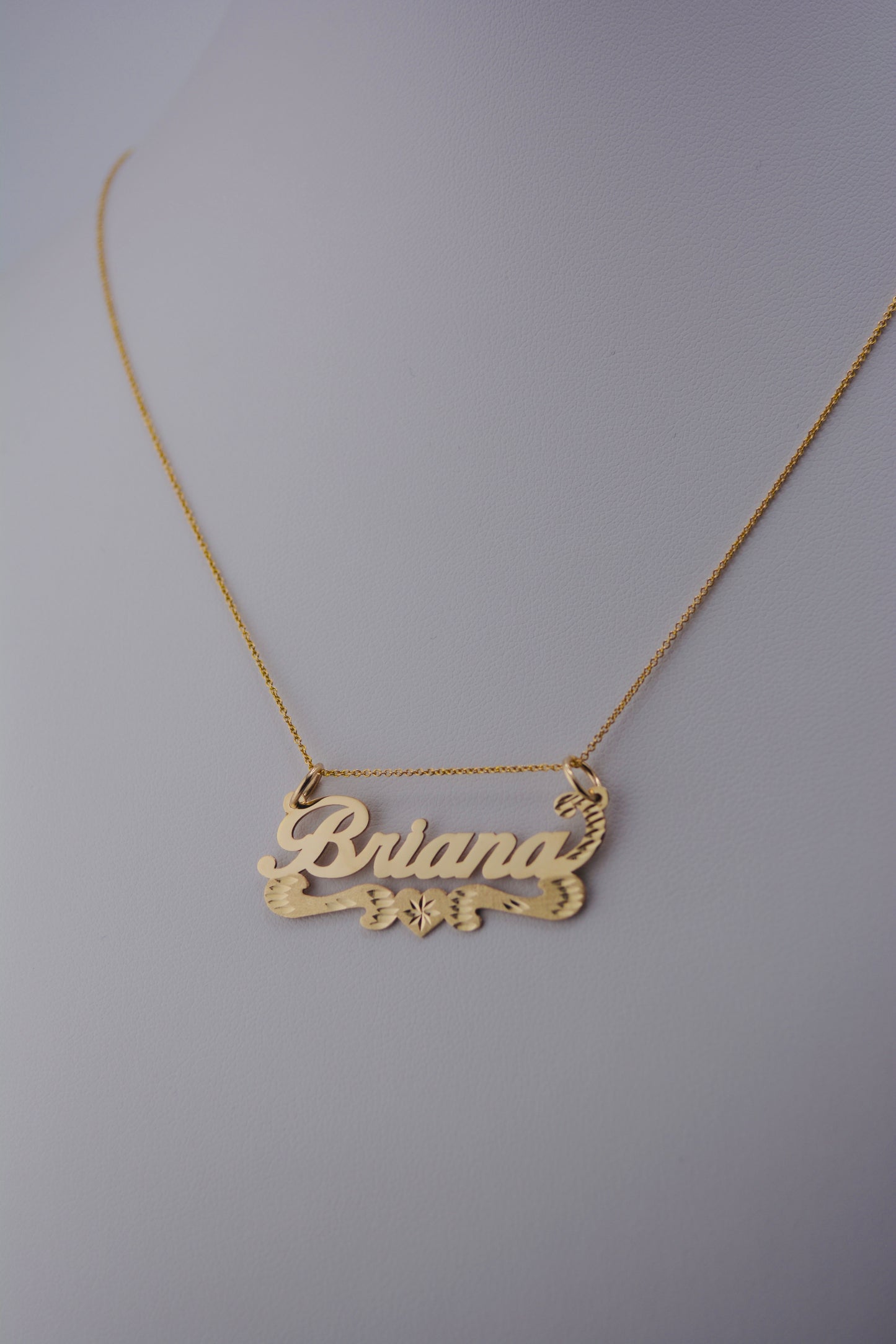 14K Gold Heart Nameplate Pendant