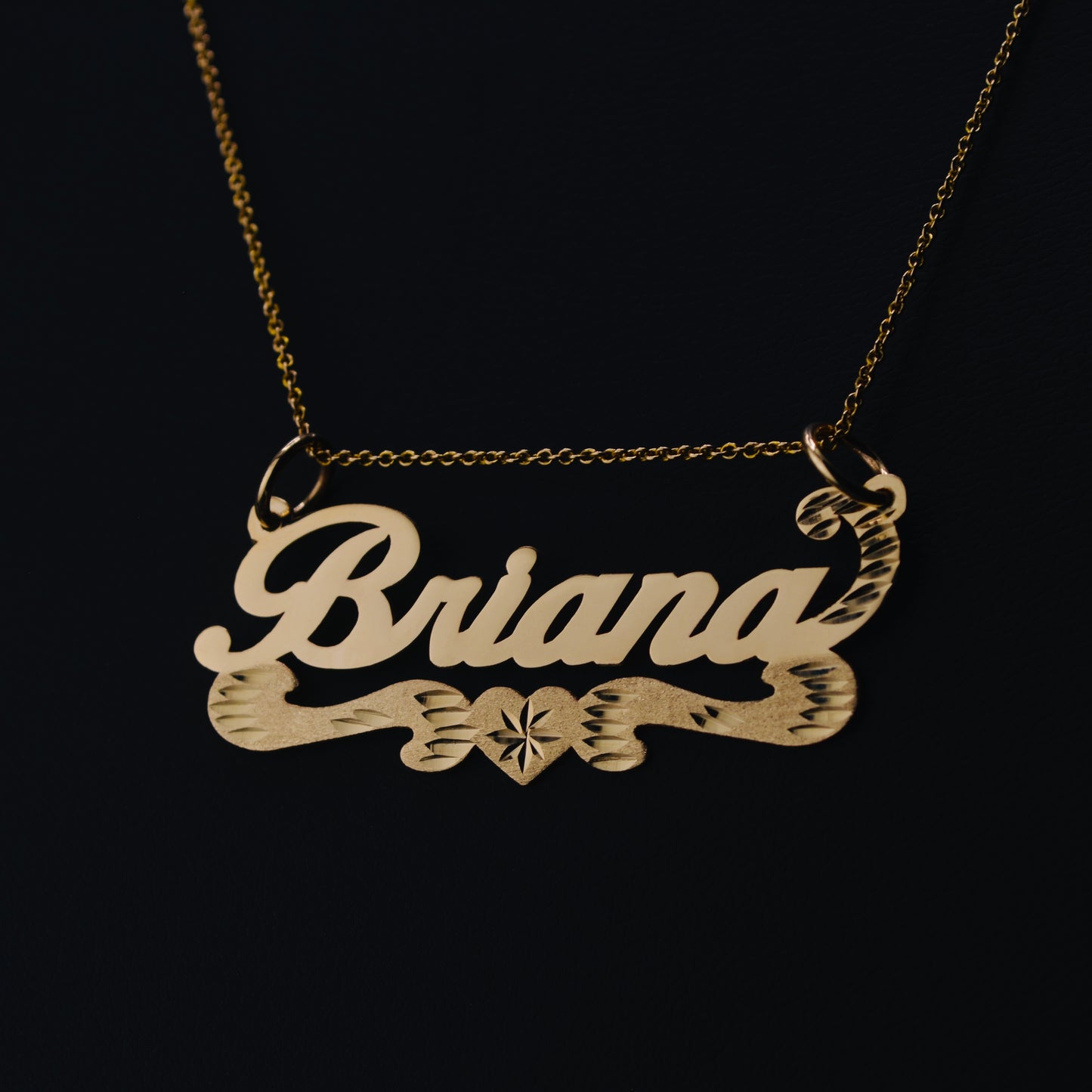 10K Gold Heart Nameplate Pendant