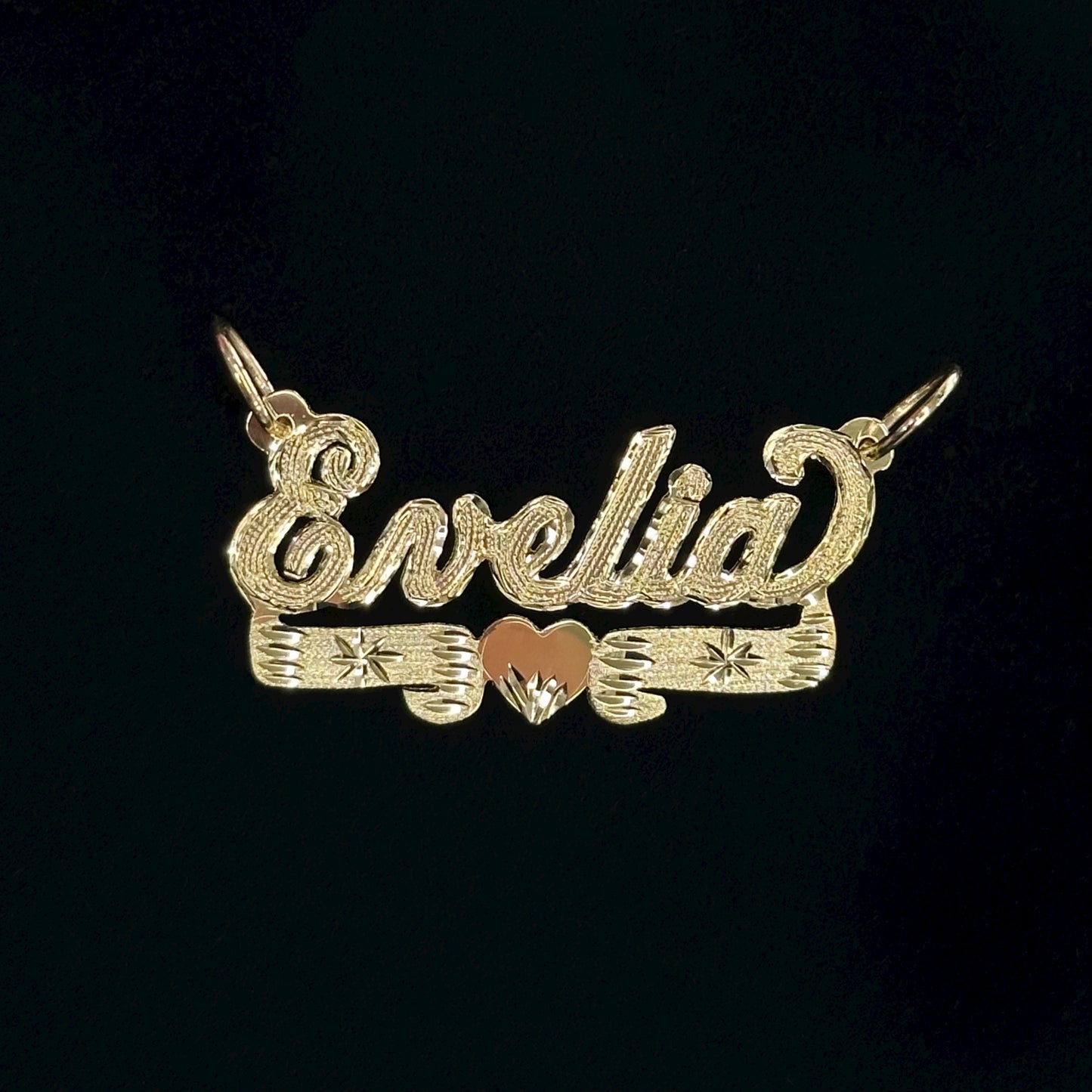 10K Gold Underlined Heart Nameplate Pendant